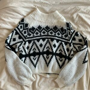 Hollister Black and White Chunky Turtleneck Sweater